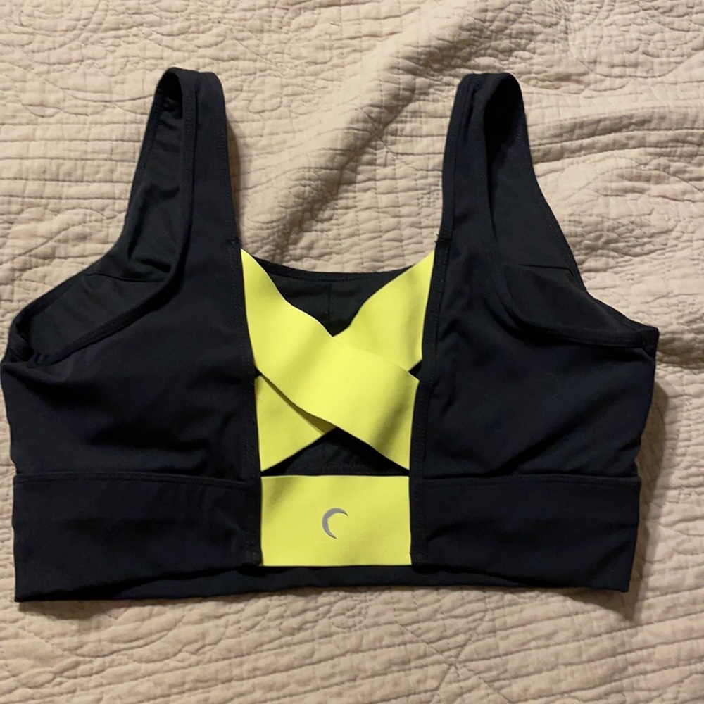 Zyia black neon tape luxe bra, size large